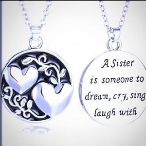 Silver sister necklace